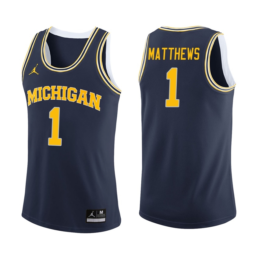 Michigan Wolverines Men's NCAA Charles Matthews #1 Navy College Basketball Jersey AKI8849EQ